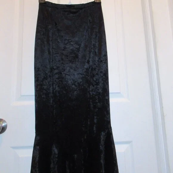 Rare Vintage Lip Service Crushed Velvet Mermaid Fishtail Morticia Skirt Black Sm - Picture 6 of 12